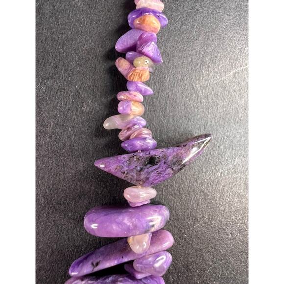 NEW charoite graduated chip beaded 20 inch necklace with stainless steel clasp - Picture 15 of 16